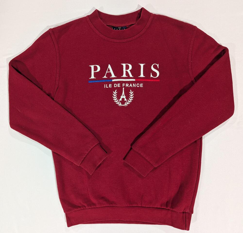 Tour D'Or Sweatshirt Mens XS Red Paris Ile De France Fleece Pullover Crew Neck